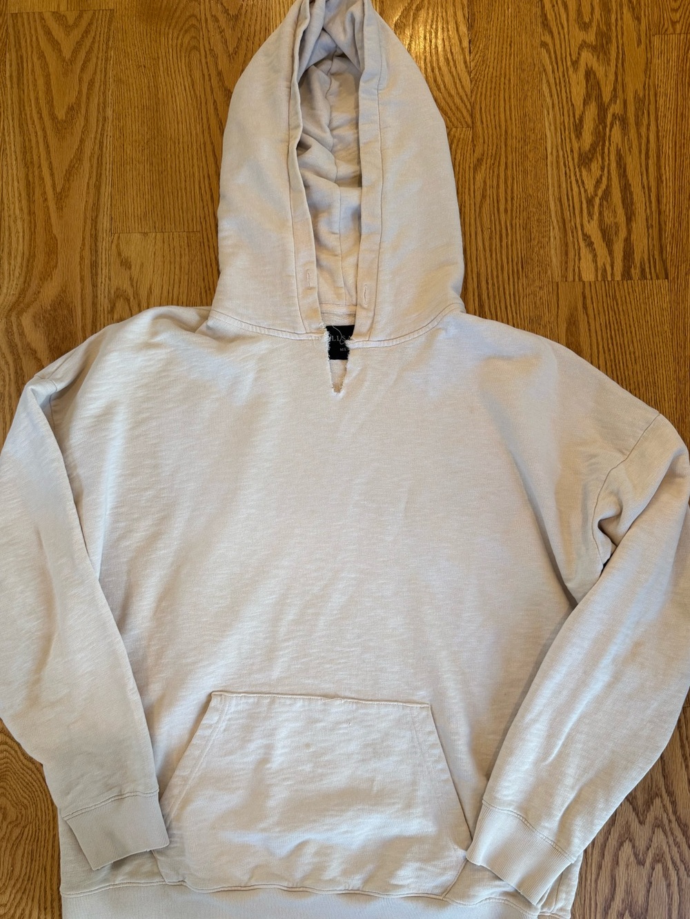 AllSaints Distressed Raw Hem Hoodie Tan/Oatmeal Men’s M